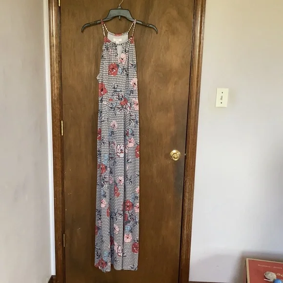 Relist8/8❌Candie’s front slit halter print maxi dress w keyhole XL jr - Picture 6 of 16